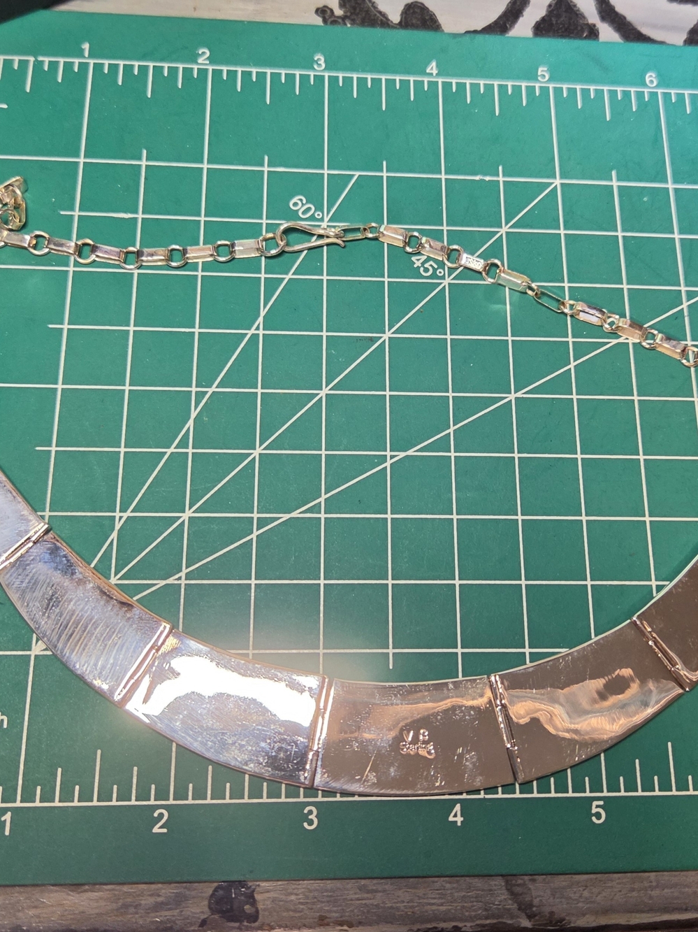 Sterling Silver Inlay Collar Necklace in Blue and Green - Picture 2 of 2